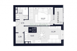 1-комнатная квартира: Республика Адыгея (Адыгея), Майкоп (47.95 м²)