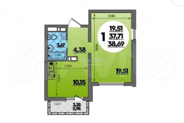 1-к. квартира, 38,7 м², 7/9 эт.
