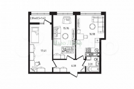 2-к. квартира, 61,3 м², 5/10 эт.