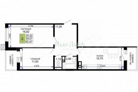 2-к. квартира, 62,5 м², 4/12 эт.