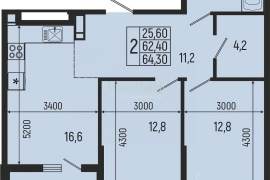 2-к кв. Адыгея, Майкоп Звезды жилой комплекс (64.3 м²)