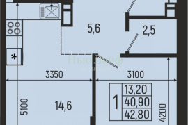 1-к кв. Адыгея, Майкоп Звезды жилой комплекс (42.8 м²)