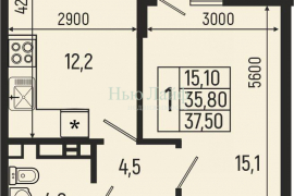 1-к кв. Адыгея, Майкоп Звезды жилой комплекс (37.4 м²)