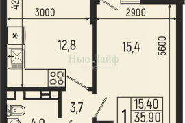 1-к кв. Адыгея, Майкоп Звезды жилой комплекс (37.5 м²)