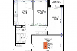 Продается 3-комн. квартира, 79,49 м²

