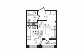 Студия Адыгея, Майкоп  (25.78 м²)