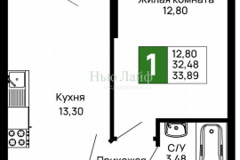 1-к кв. Адыгея, Майкоп 9 Мая ул., 14А (33.89 м²)
