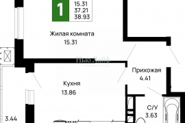 1-к кв. Адыгея, Майкоп 9 Мая ул., 14А (38.93 м²)