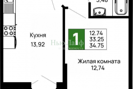 1-к кв. Адыгея, Майкоп 9 Мая ул., 14А (34.75 м²)